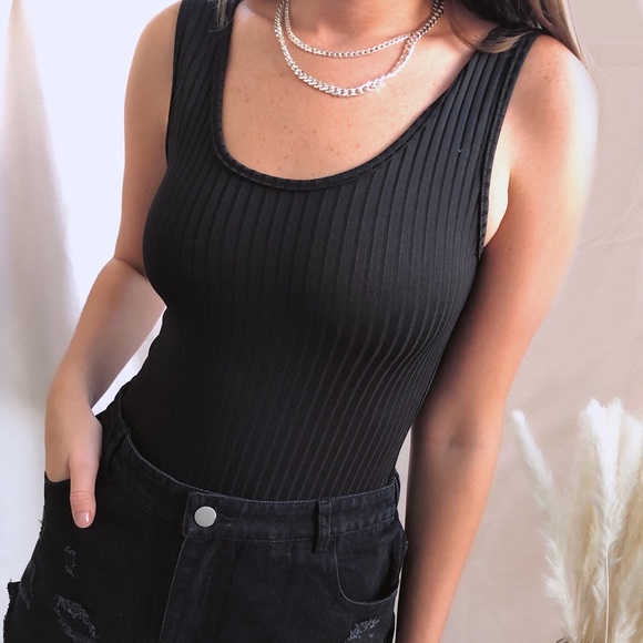 Black Scoop Neck Bodysuit - Picture 3 of 3